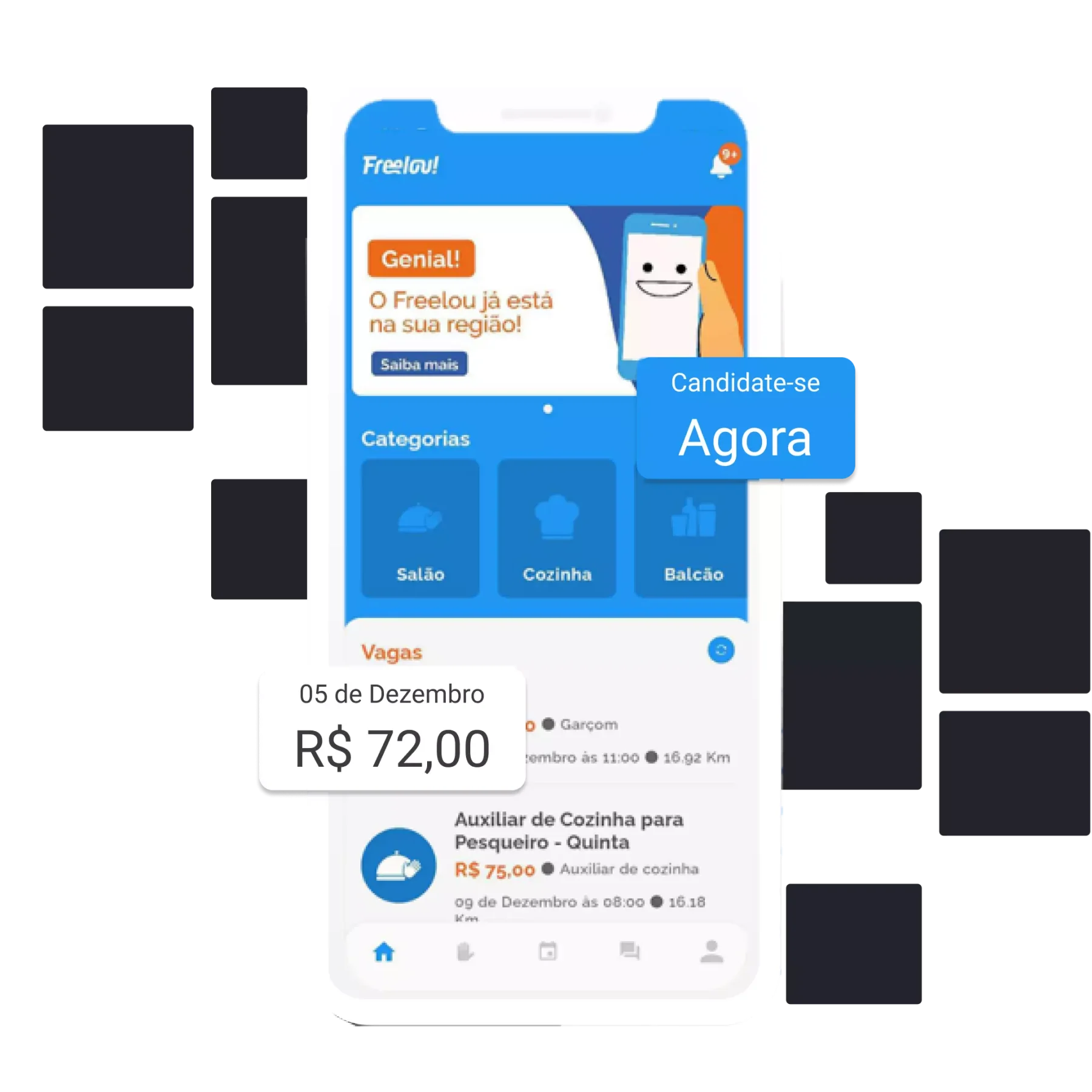 Telas do aplicativo Freelou